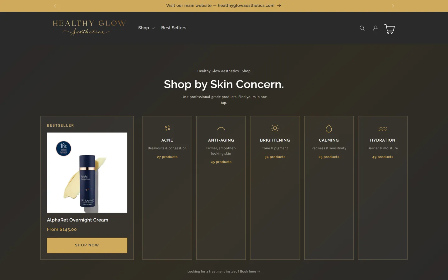 Healthy Glow skincare storefront customized on Shopify Dawn